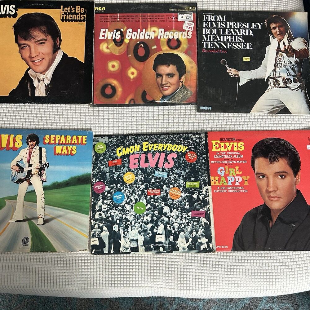 6 Vintage Elvis Presley LP Record Lot Golden Records Girl Happy Separate Ways